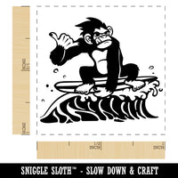 Gnarly Surfer Chimpanzee Ape on Wave Self-Inking Rubber Stamp Ink Stamper