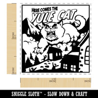 Here Comes the Yule Cat Icelandic Myth Folklore Christmas Self-Inking Rubber Stamp Ink Stamper