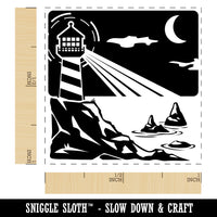 Lighthouse On the Ocean Under Night Sky Self-Inking Rubber Stamp Ink Stamper