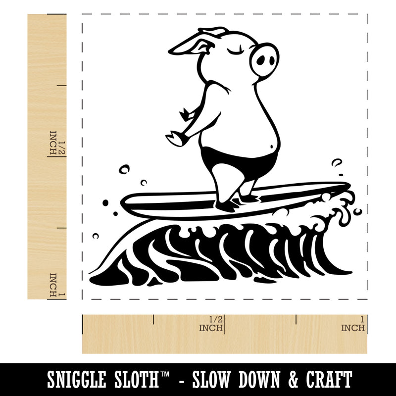 Peaceful Zen Surfer Pig Self-Inking Rubber Stamp Ink Stamper