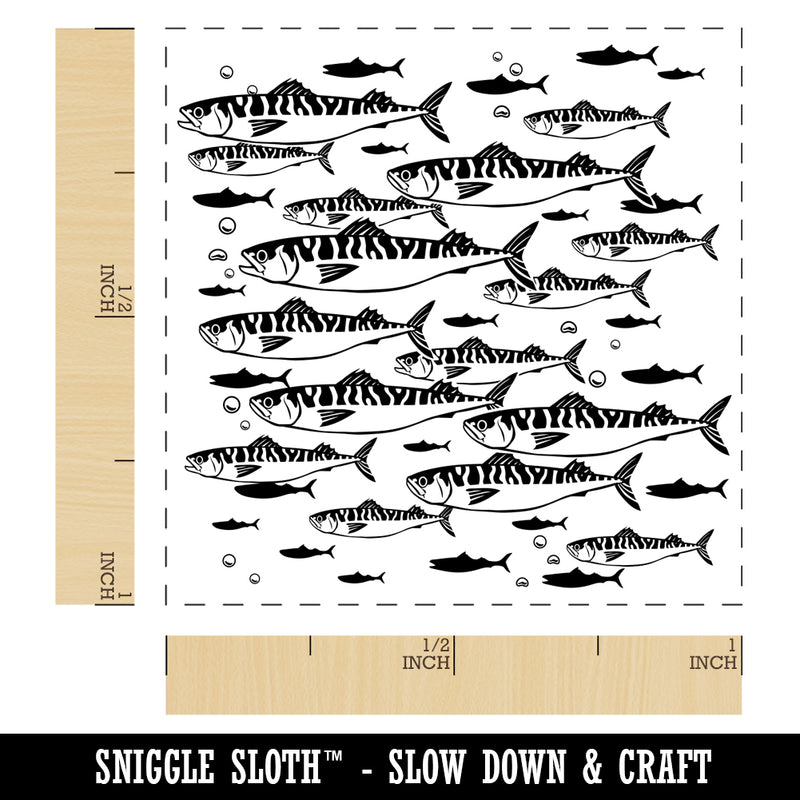 School of Atlantic Mackerel Striped Fish Self-Inking Rubber Stamp Ink Stamper