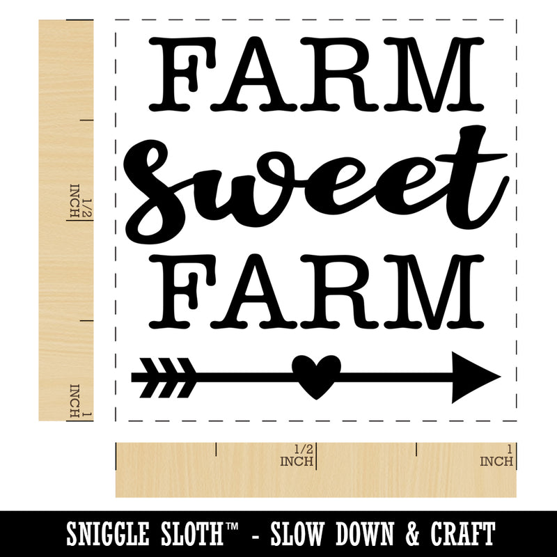 Farm Sweet Farm with Arrow and Heart Self-Inking Rubber Stamp Ink Stamper