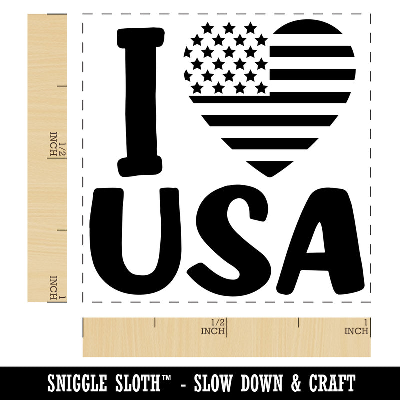 I Heart Flag USA Patriotic Fourth of July Self-Inking Rubber Stamp Ink Stamper