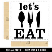Let's Eat Knife Fork Spoon Self-Inking Rubber Stamp Ink Stamper