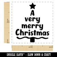 A Very Merry Christmas Tree Self-Inking Rubber Stamp Ink Stamper