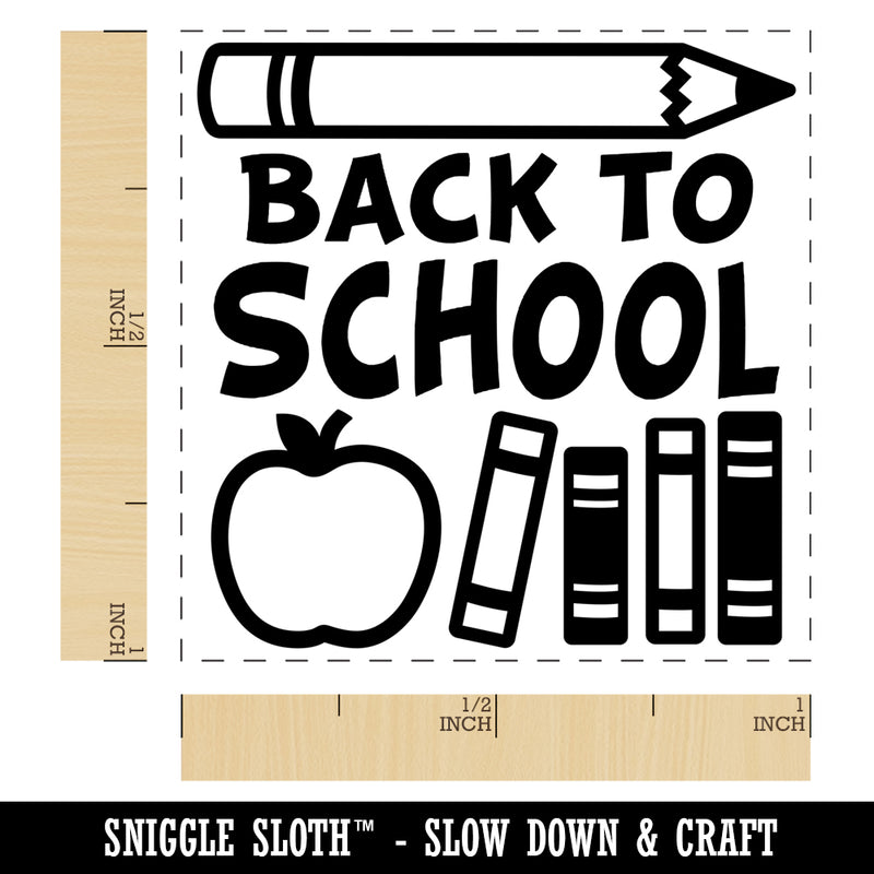 Back to School Pencil Apple Books Self-Inking Rubber Stamp Ink Stamper