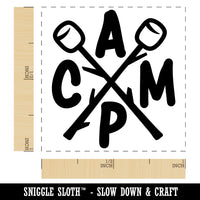 Camp Crossed Marshmallows Camping Hiking Self-Inking Rubber Stamp Ink Stamper