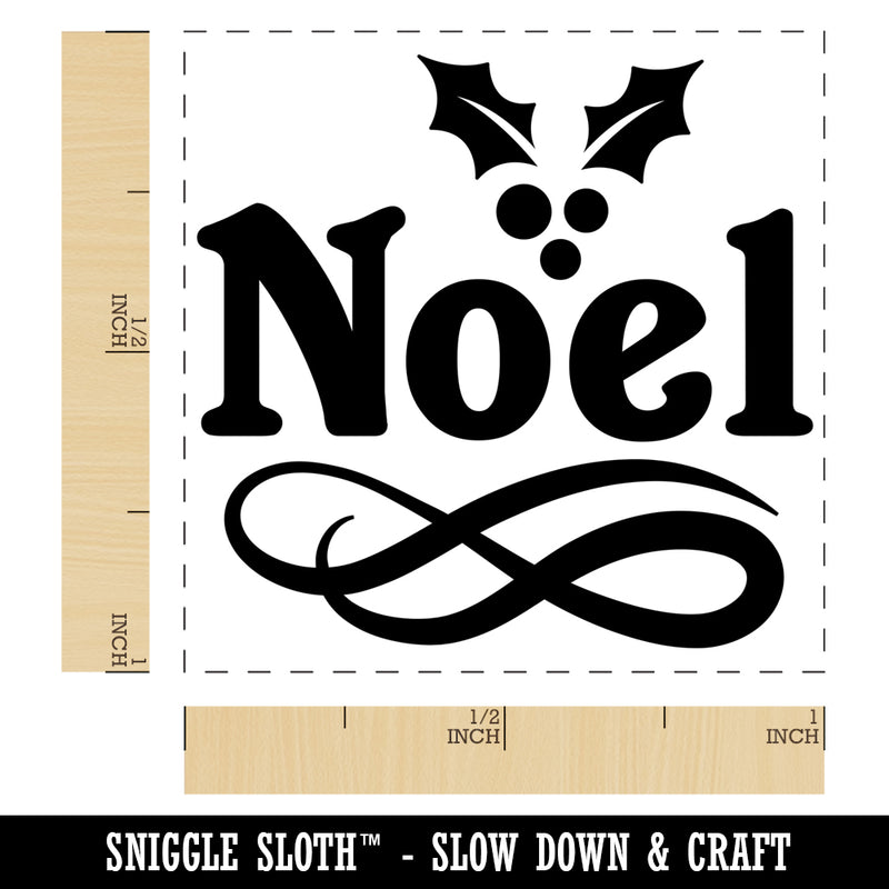 Christmas Noel Holly Self-Inking Rubber Stamp Ink Stamper