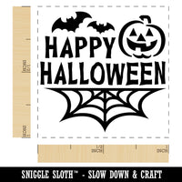 Happy Halloween Bats Spider Web Jack-O'-Lantern  Self-Inking Rubber Stamp Ink Stamper