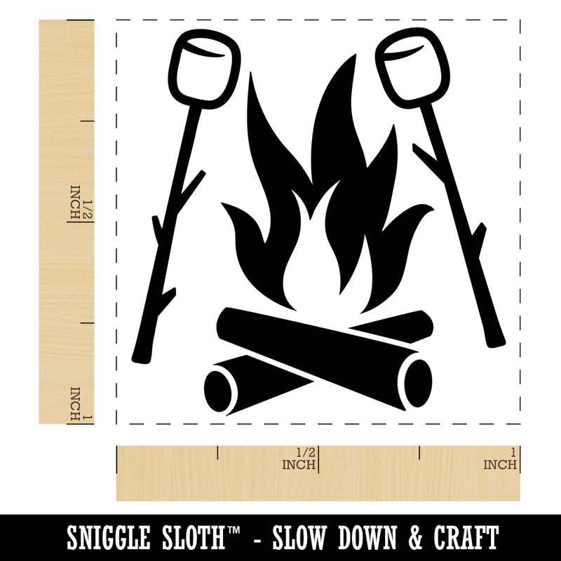 Roasting Marshmallows S'mores Camping Hiking Self-Inking Rubber Stamp Ink Stamper