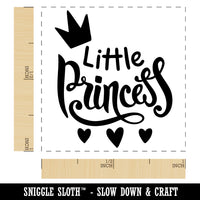 Little Princess Cursive with Crown and Hearts Self-Inking Rubber Stamp Ink Stamper