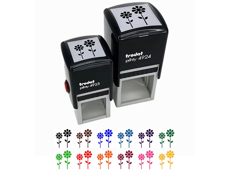 Daisy Flower Pair Self-Inking Rubber Stamp Ink Stamper