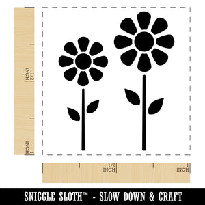 Daisy Flower Pair Self-Inking Rubber Stamp Ink Stamper