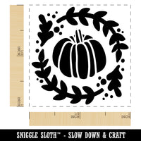 Fall Autumn Pumpkin in Wreath Self-Inking Rubber Stamp Ink Stamper