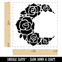Floral Moon Roses Self-Inking Rubber Stamp Ink Stamper