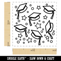 Graduation Caps Repeating Pattern Self-Inking Rubber Stamp Ink Stamper