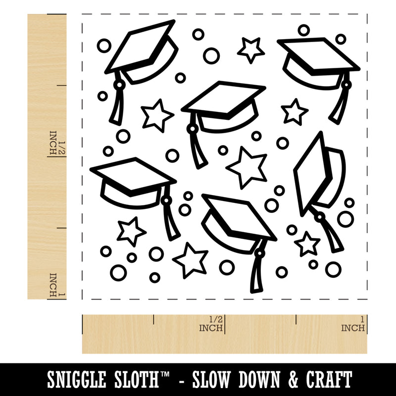 Graduation Caps Repeating Pattern Self-Inking Rubber Stamp Ink Stamper