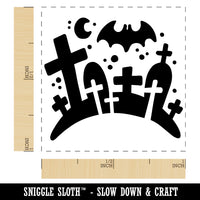 Halloween Graveyard Cemetery Tombstones Self-Inking Rubber Stamp Ink Stamper