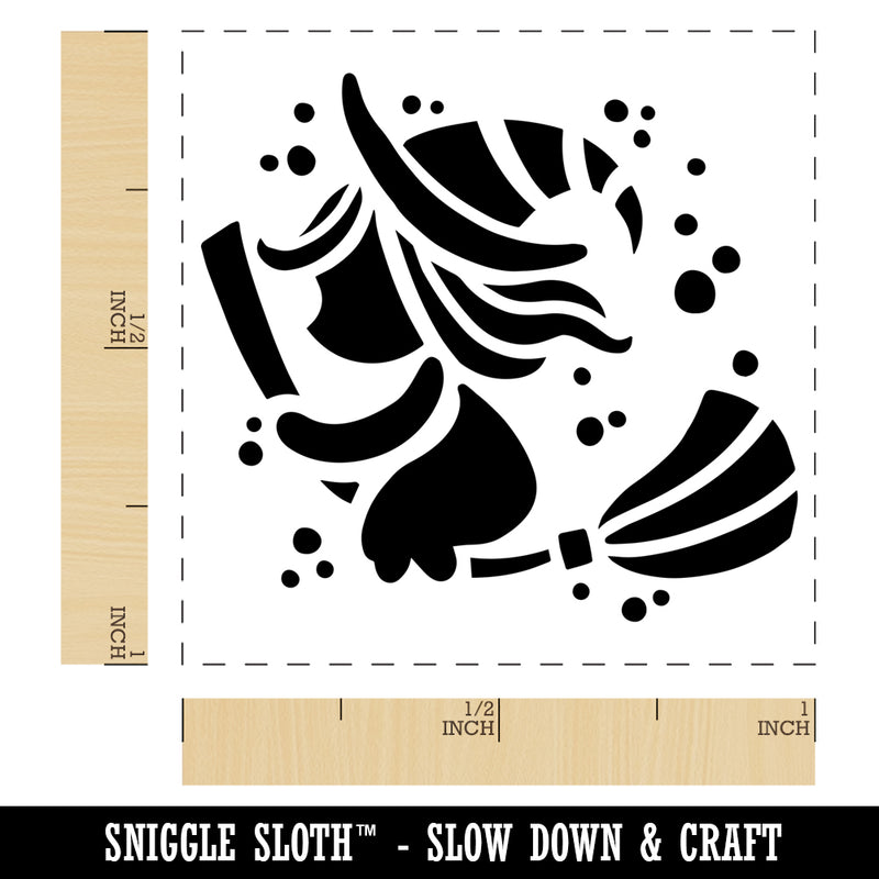 Halloween Witch on Broomstick Self-Inking Rubber Stamp Ink Stamper