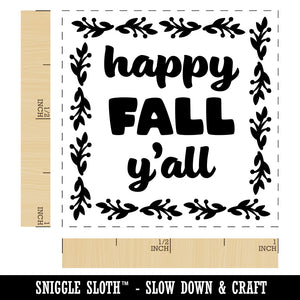 Happy Fall Y'all Autumn Foliage Self-Inking Rubber Stamp Ink Stamper