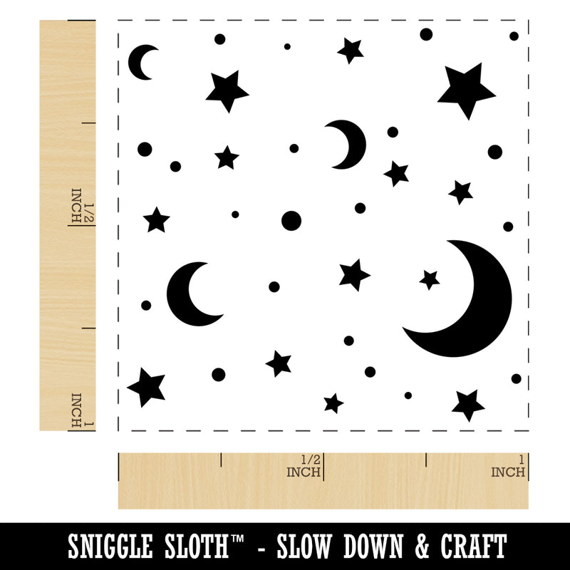 Moon and Stars Self-Inking Rubber Stamp Ink Stamper