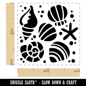 Seashells and Starfish Self-Inking Rubber Stamp Ink Stamper