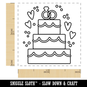 Wedding Cake Marriage Rings Hearts Self-Inking Rubber Stamp Ink Stamper