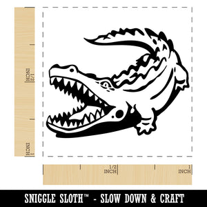 Alligator Crocodile Basking With Jaws Open Self-Inking Rubber Stamp Ink Stamper