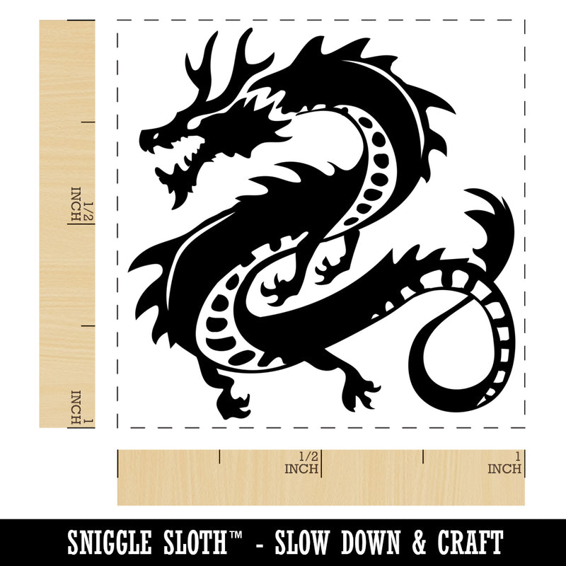 Asian Long Dragon Chinese Mythological Creature Self-Inking Rubber Stamp Ink Stamper