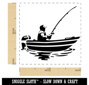 Fisherman in Fishing Boat Self-Inking Rubber Stamp Ink Stamper