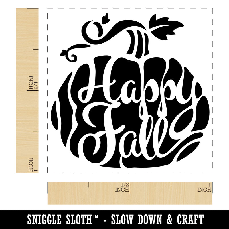 Happy Fall Autumn Harvest Pumpkin with Vine Self-Inking Rubber Stamp Ink Stamper