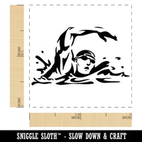 Swimmer Swimming Freestyle Taking Breath Self-Inking Rubber Stamp Ink Stamper