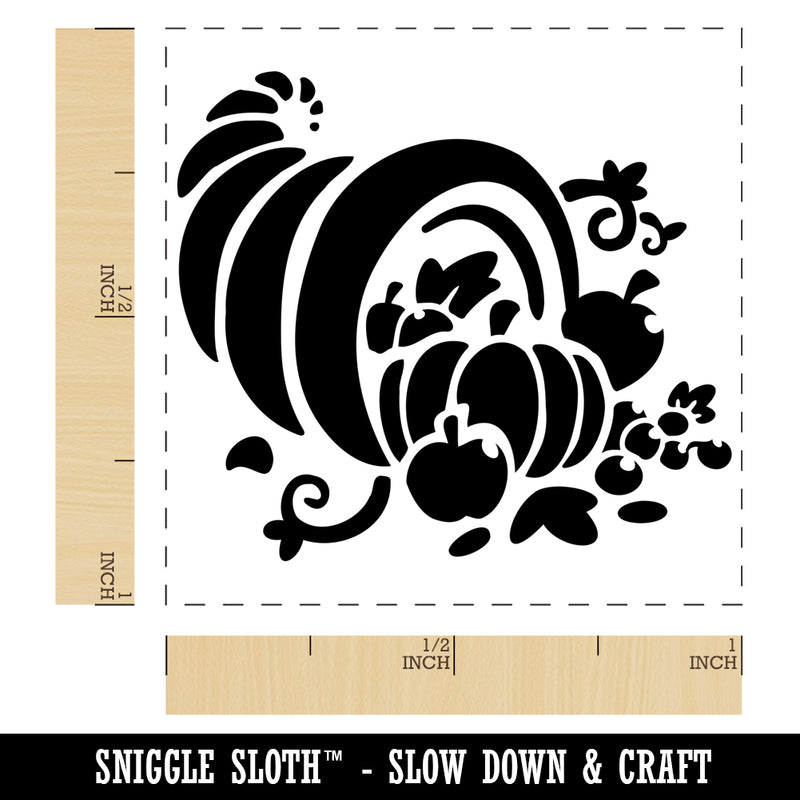 Thanksgiving Holiday Harvest Cornucopia with Apples and Pumpkins Self-Inking Rubber Stamp Ink Stamper