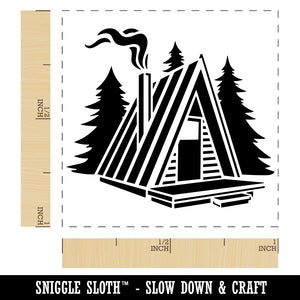 A-Frame Log Cabin House in Woods Self-Inking Rubber Stamp Ink Stamper