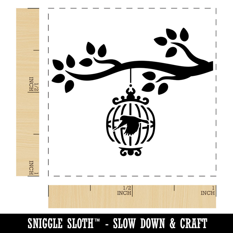 Bird Cage on Tree Branch Self-Inking Rubber Stamp Ink Stamper
