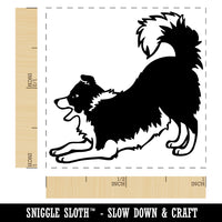 Border Collie Dog Play Bow Self-Inking Rubber Stamp Ink Stamper