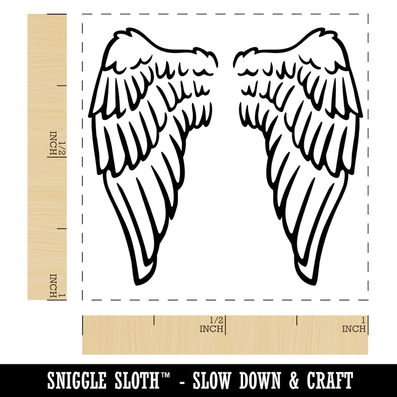 Folded Angel Wings Feathers Self-Inking Rubber Stamp Ink Stamper