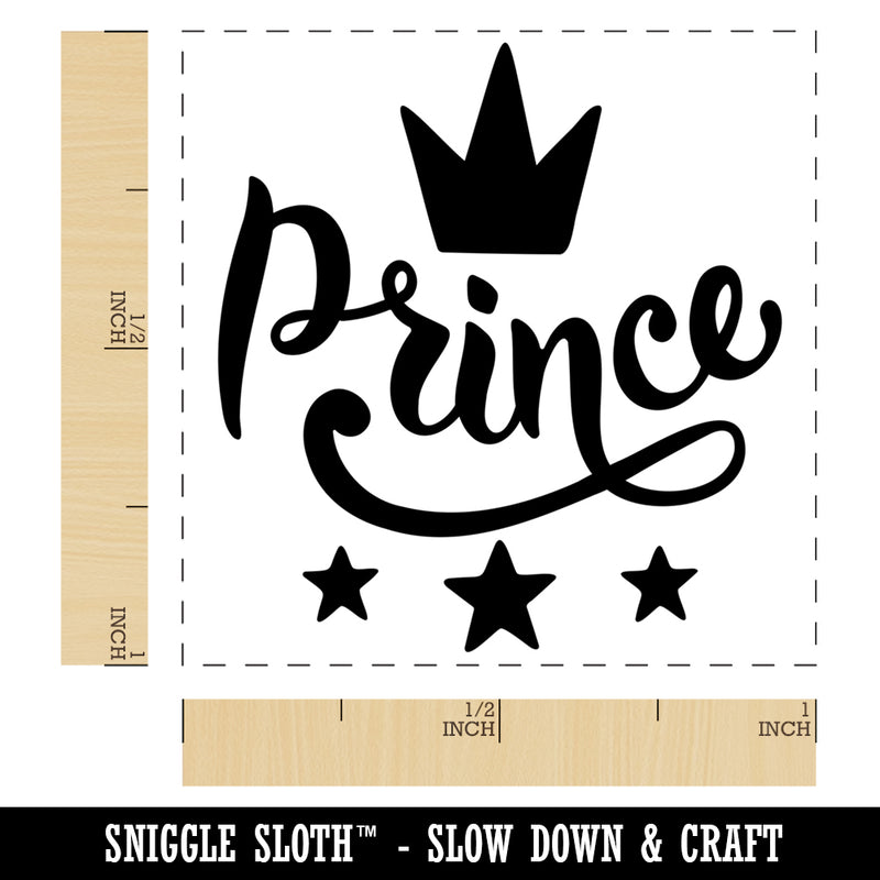 Prince Cursive with Crown and Stars Self-Inking Rubber Stamp Ink Stamper