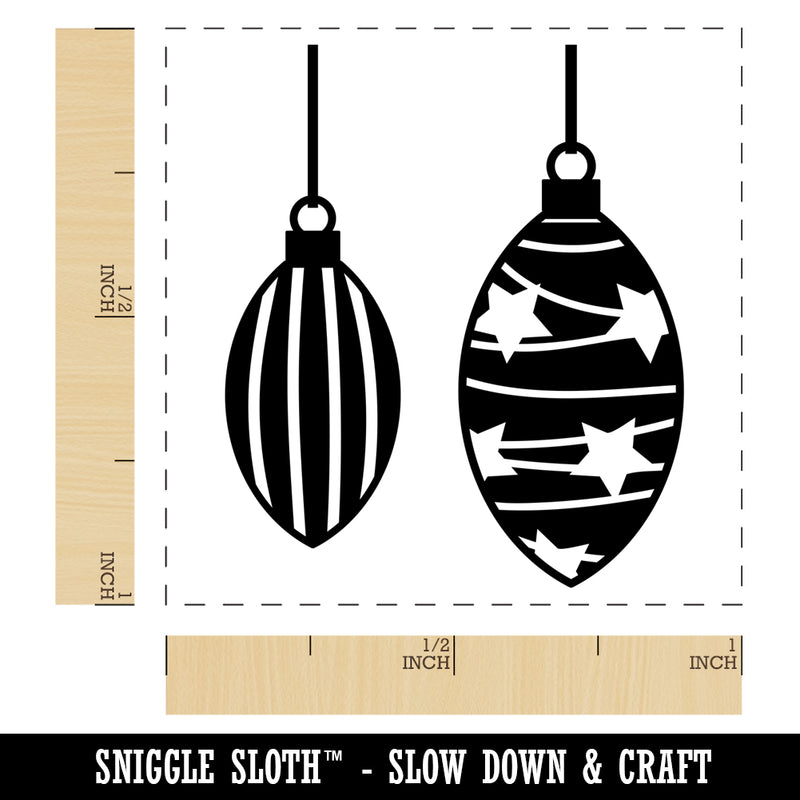 Elongated Holiday Christmas Ornaments Self-Inking Rubber Stamp Ink Stamper