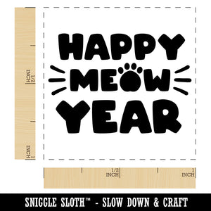 Happy Meow New Year Cat Funny Self-Inking Rubber Stamp Ink Stamper