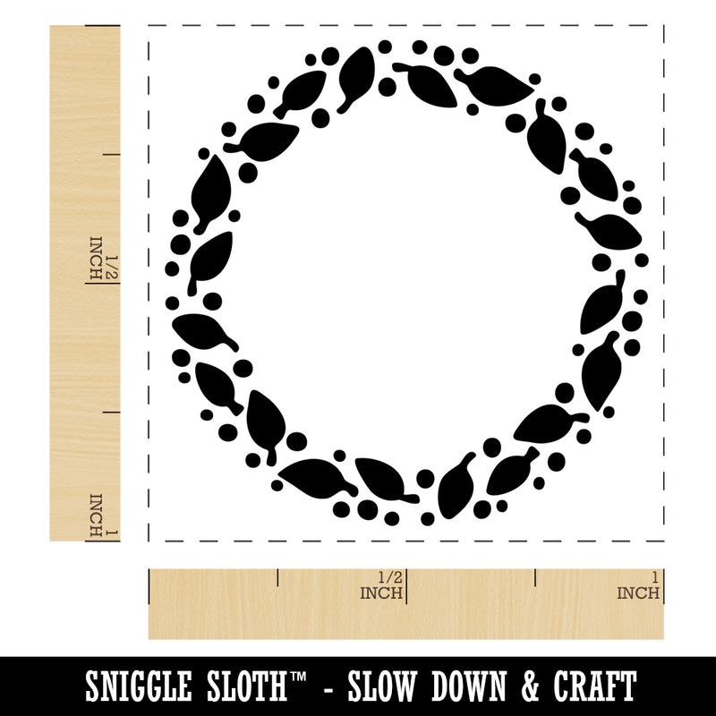 Leaves and Dots Round Border Self-Inking Rubber Stamp Ink Stamper