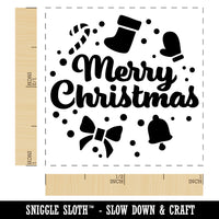 Merry Christmas Holiday Elements Self-Inking Rubber Stamp Ink Stamper