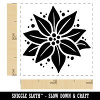 Poinsettia Flower Christmas Self-Inking Rubber Stamp Ink Stamper