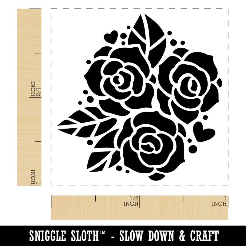 Rose Bundle Wedding Bouquet Self-Inking Rubber Stamp Ink Stamper