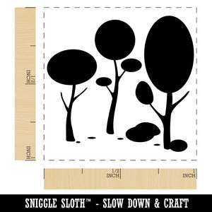 Minimalist Trees and Bushes in Forest Self-Inking Rubber Stamp Ink Stamper