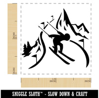 Skier Skiing Down Mountain Slopes Self-Inking Rubber Stamp Ink Stamper