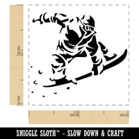 Snowboarder Jumping Flying Through Air Self-Inking Rubber Stamp Ink Stamper