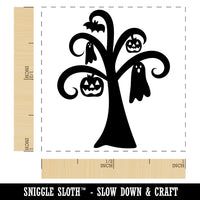 Halloween Tree Ghost Bat Jack-O'-Lantern Self-Inking Rubber Stamp Ink Stamper