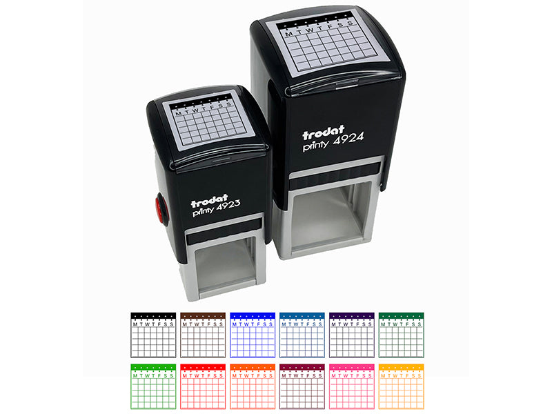 Blank Calendar with Notebook Rings Monday Start Self-Inking Rubber Stamp Ink Stamper