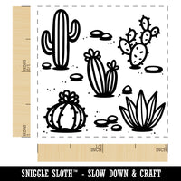 Cactuses Succulent and Stones Self-Inking Rubber Stamp Ink Stamper